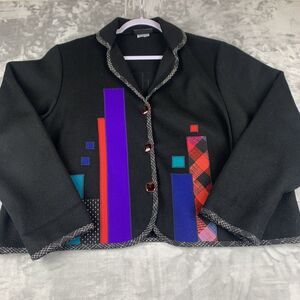 Lynn Murray Wool‎ Jacket Women's 3XL Abstract Art Topper Button Up Coat (0593)